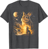 Bunny Howling to the Moon Vintage 90s Animal Easter Day T-Shirt in Dark Heather Grey