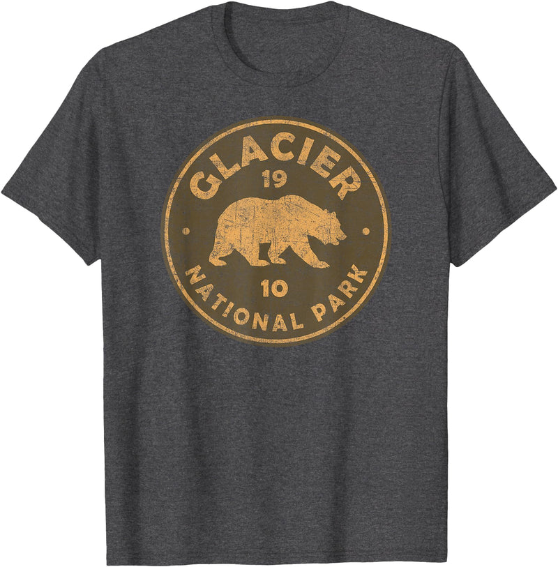 Vintage Glacier National Park Souvenir Shirts Retro Glacier National Park Montana Women Men Kids Hiking T-Shirt - Dark Heather Grey