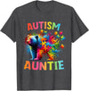 Colorful Rainbow Family Bear Autism Awareness Autism Auntie Colorful Rainbow Auntie Bear Autism Awareness T-Shirt - Dark Heather Grey
