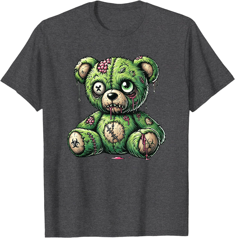 Nerdy Dreamaz Designs Zombie Bear Halloween Zombie Teddy Zombie Lover T-Shirt - Dark Heather Grey