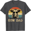 Cow Dad Vintage Retro Fathers Day Funny Gift Vintage Cow Dad Cow Lovers Daddy Father's Day T-Shirt - Dark Heather Grey