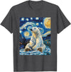 Bear Designs. Cute Polar Bear Van Gogh Style Starry Night Funny Graphic T-Shirt - Dark Heather Grey