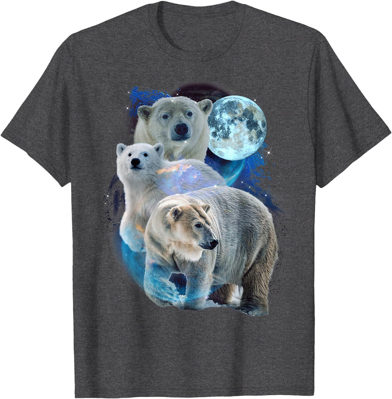 Polar Bears Art Vibes 3 Moon Polar Bears Funny Fur Marine Mammals Bear Art Humor T-Shirt - Dark Heather Grey