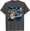 Hamster Van Gogh Style Starry Night T-Shirt - Dark Heather Grey