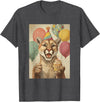 Animal Zoo Mountain Lion Birthday Apparel Mountain Lion Retro Art Print Birthday Party Cupcake T-Shirt - Dark Heather Grey