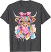 Cute Highlander Cow Lover Designs Highland Cow Blowing Bubblegum T-Shirt - Dark Heather Grey