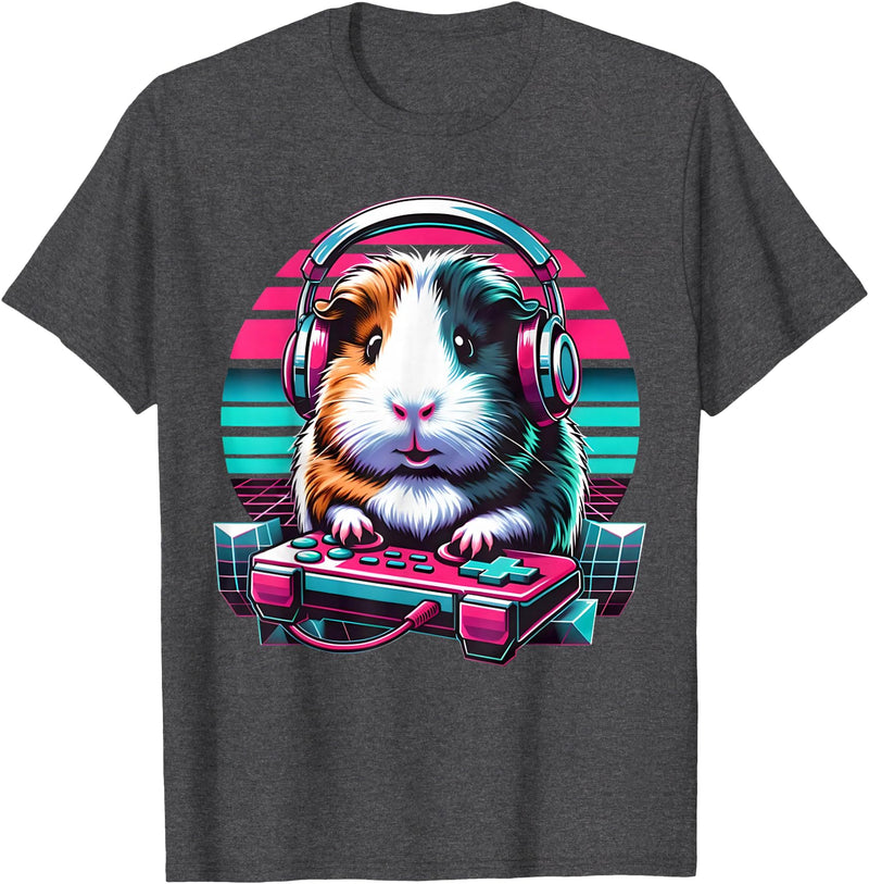 Guinea pig Rodent Game Lover Clothing Co. Guinea Pig Video Game Rodent Lover Animal Guinea Pigs Gamers T-Shirt - Dark Heather Grey