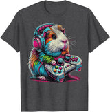 Funny Graphic Guinea Pig Gamers Guinea Pig Video Games Lover Guinea Pig T-Shirt - Dark Heather Grey
