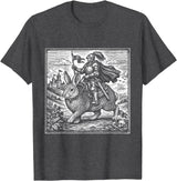 Funny Medieval Knight Rabbit Castle Fantasy Renaissance Fair T-Shirt in Dark Heather Grey
