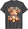 Cute Highland Cow Coffee Addict Leopard Bow Highland Cow Coffee Addict Funny Drink Coffee T-Shirt - Dark Heather Grey