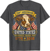Patriotic 250 Years of Freedom 1776-2026 250 Years America Cow Patriotic USA 4th of July T-Shirt - Dark Heather Grey