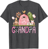 Pink Farm Cow Gender Reveal Grandpa Pink Farm Animal Birthday Kids Matching Family T-Shirt - Dark Heather Grey