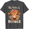 Officially Retired Tee Retirement Gifts for Women This Heifer is Retired Floral Highland Cow Funny Retirement T-Shirt - Dark