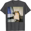 Funny Hamster Meme Cyber Hamster Meme Smoking Humor Computer T-Shirt - Dark Heather Grey