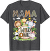 Safari Jungle Animals Bday Boy Matching Mama of The Wild One Safari Jungle Woodland 1st Birthday T-Shirt - Dark Heather Grey