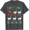 Parabolic Christmas Llama Pulling Santa Sleigh Funny Llama Lover Ugly Christmas T-Shirt - Dark Heather Grey