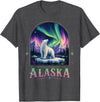 Polar Bear Art Lovers Polar Bear Under Aurora Borealis T-Shirt - Dark Heather Grey