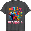 Colorful Rainbow Family Bear Autism Awareness Autism Grandma Colorful Rainbow Grandma Bear Autism T-Shirt - Dark Heather Grey