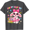 Happy Easter Coquette Easter Egg Rabbit Bunny Women Girl Kid T-Shirt in Dark Heather Grey