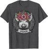 Pig with Flowers Vegan Retro Products Pig with Flowers Vegan Retro – Boho Hippie Cute T-Shirt - Dark Heather Grey