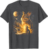 Vintage Howling Bunny to the Moon Retro 90s Funny Rabbit T-Shirt in Dark Heather Grey