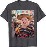 Pig John Pork Mexico Meme John Pork Funny Pig Man Mexican Fiesta Cinco de Mayo Taco T-Shirt - Dark Heather Grey