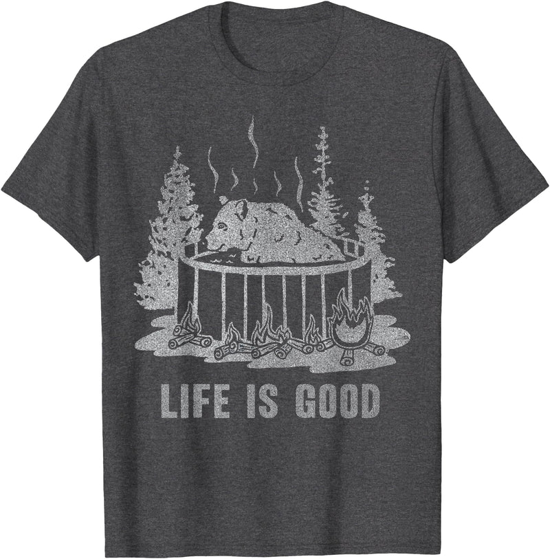 Trendy Apparel Life Is Good Hot Tub Bear Woods Explore Vintage T-Shirt - Dark Heather Grey
