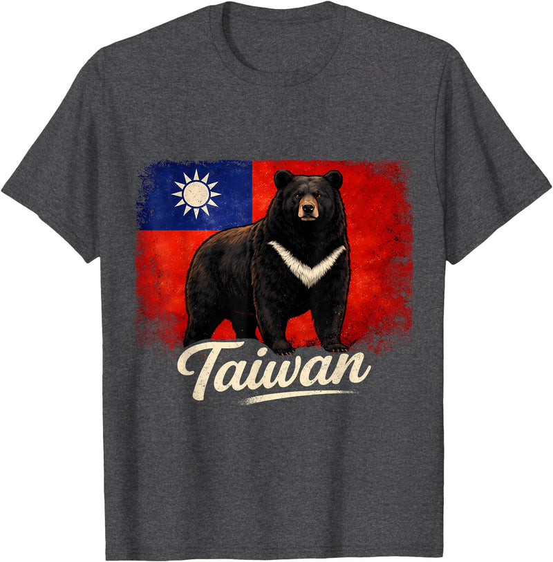 Taiwan Vintage Formosan Bear Flag Tees Taiwan Flag Vintage Formosan Bear T-Shirt - Dark Heather Grey