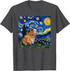Guinea Pig Lover Co. Guinea Pig Van Gogh Style Starry Night Graphic T-Shirt - Dark Heather Grey