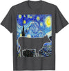 Funny Cow Van Gogh Famous Painting Cow Starry Night Van Gogh Funny Cow Farmer T-Shirt - Dark Heather Grey