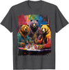 Noah&Friends Playing Card Pop Art Gambling Bears Playing Poker Cards T-Shirt - Dark Heather Grey