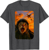 Funny Cats Fighter Jet Pilot Kitties Selfies Funny Screaming Cat Fighter Jet Pilot Kitty Selfie T-Shirt