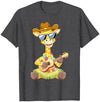 Giraffe Lover Gift Co. Giraffe Ukulele Luau Cute Funny Hawaii Zoo Animal T-Shirt - Heather Blue