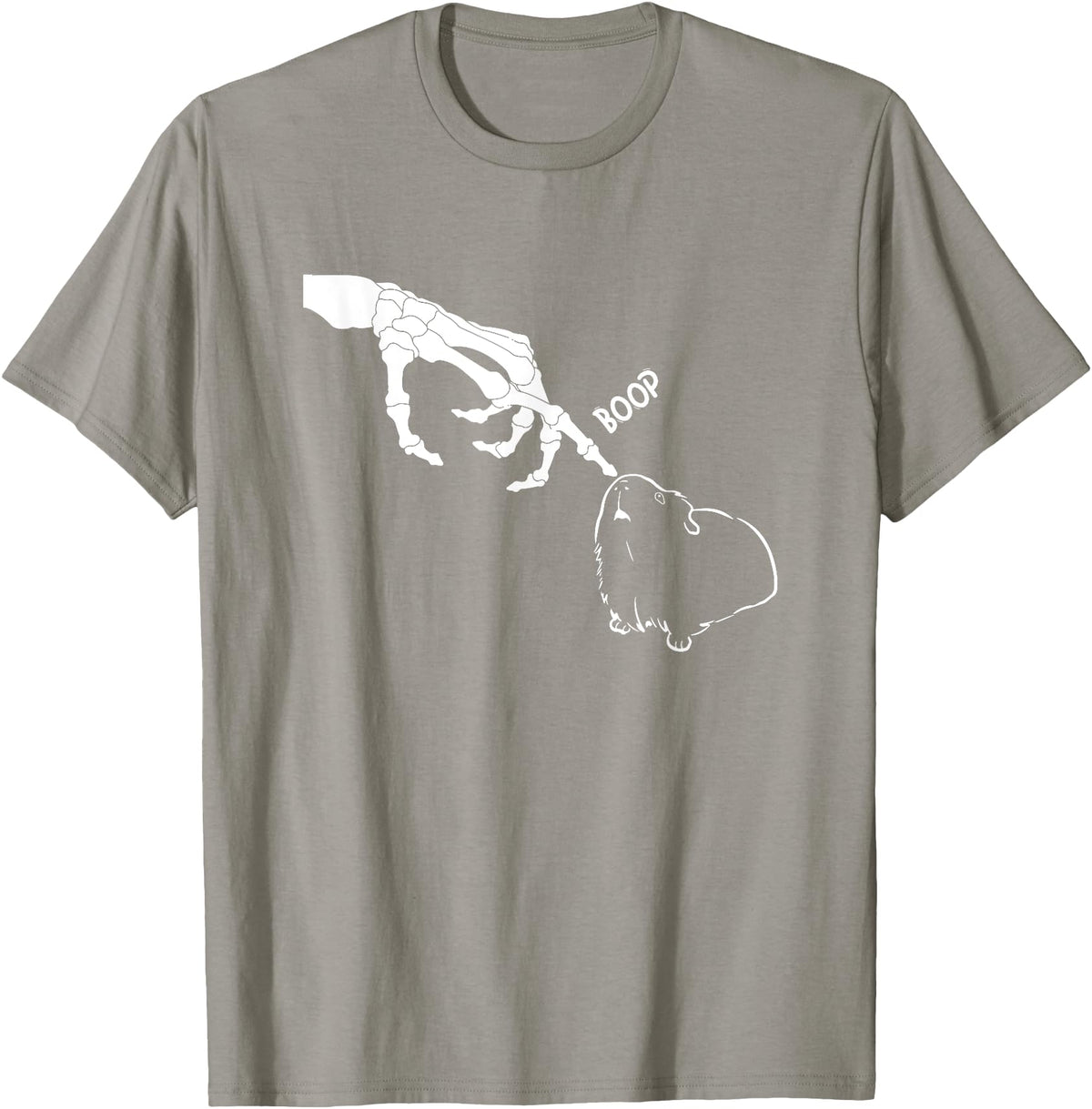 Guinea Pig Boop Skeleton Halloween Boys Girls Guinea Pig Scary Skeleton Hand Boop Funny Spooky Halloween T-Shirt - Slate Grey