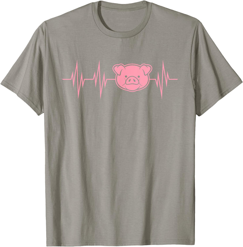Cute Pulse Line Animal Lover Outfit Men Women Kids I Love My Pig Heart Valve Heartbeat Funny Barn Farmer Gift T-Shirt - Slate Grey