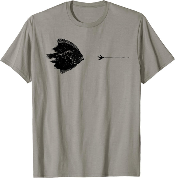 Fishing Gift for Men & Women Graphic Fly Fishing Hook Line - Fish Flounder T-Shirt - Slate Grey