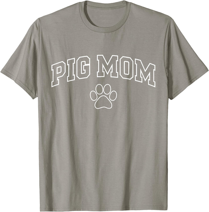 Pig Mom Typography Design Pig Mom Funny Athletic Lettering Pet Owner Mama T-Shirt - Slate Grey