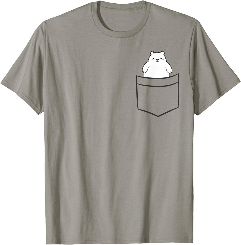 Arctic Polar Bear Gifts And Tees Polar Bear In a Pocket Cute Pocket Polar Bear T-Shirt - Slate Grey