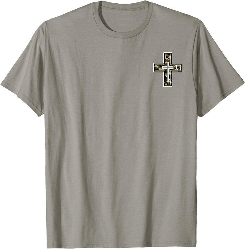 Camo Cross Fishing Faith Christian 2 Sided Hunting Fishing Cross Camo Faith Christian Fisherman Hunter T-Shirt - Slate Grey