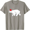 Polar Bear Xmas Pajama Polar Bear With Santa Hat Xmas Winter Christmas Pajama T-Shirt - Slate Grey