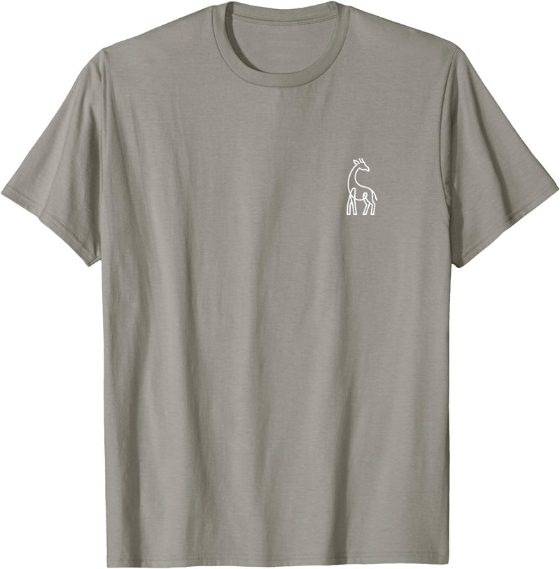The Giraffe Apparel Co Giraffe Minimalist Badge Patch Line Art Animal T-Shirt - Slate Grey