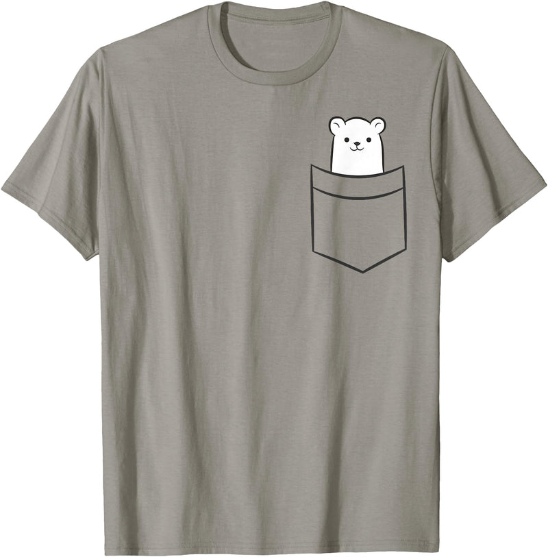 Arctic Polar Bear Tees And Gifts Polar Bear In The Pocket Funny Pocket Polar Bear T-Shirt - Slate Grey