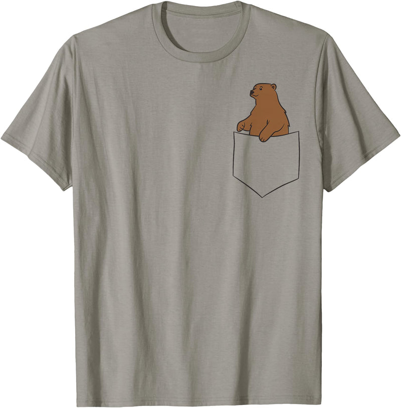 Cute Bear Lover Gifts Grizzly Bear Fake Bag T-Shirt - Slate Grey