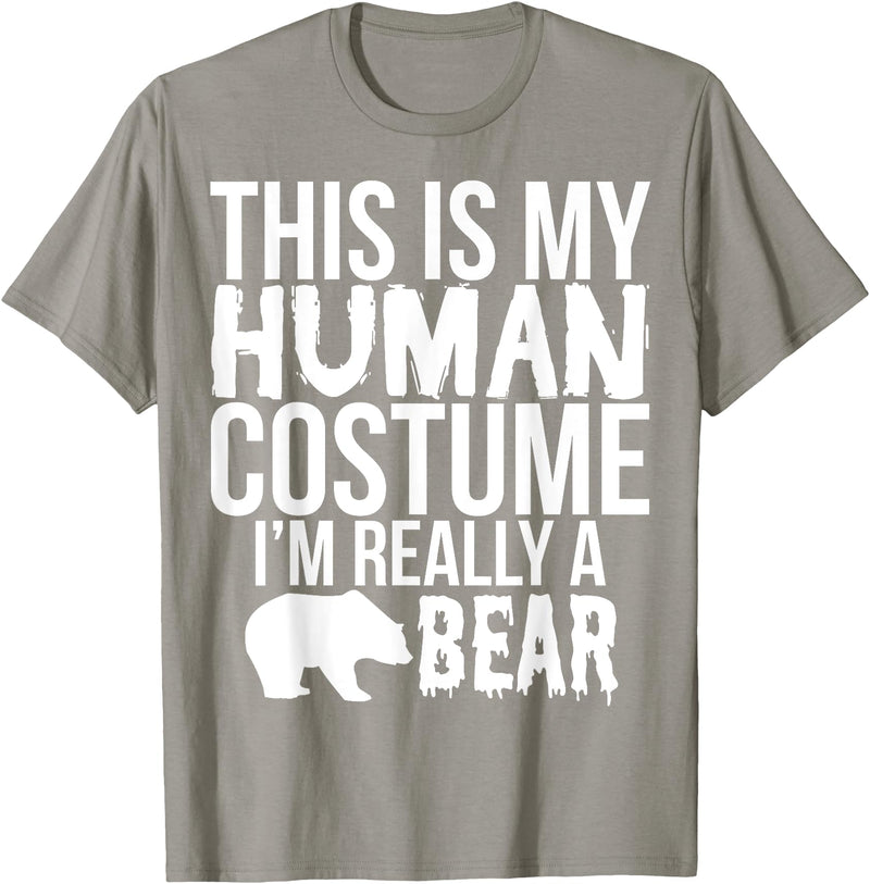 Halloween Funny - This Is My Human Costume Bear T-Shirt - Slate Grey