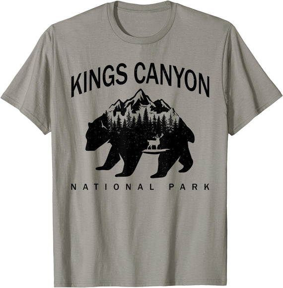 Retro Kings Canyon National Park Tees Vintage Kings Canyon National Park Bear Souvenir T-Shirt - Slate Grey