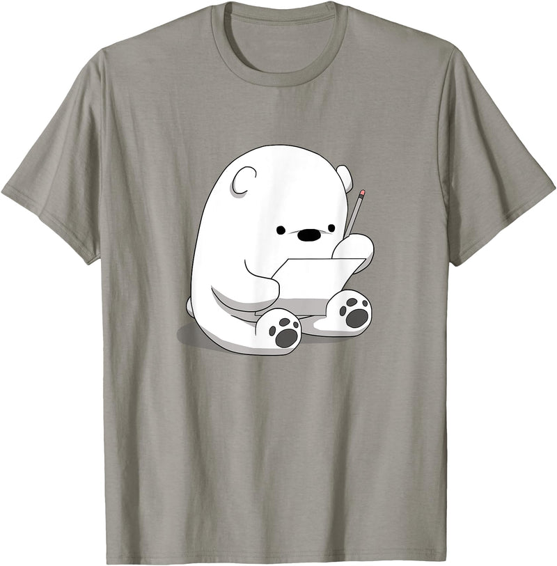BoredKoalas Polar Bear Cartoon Fluffy Polar Bear Cute Arctic Animal Girls Gift T-Shirt - Slate Grey