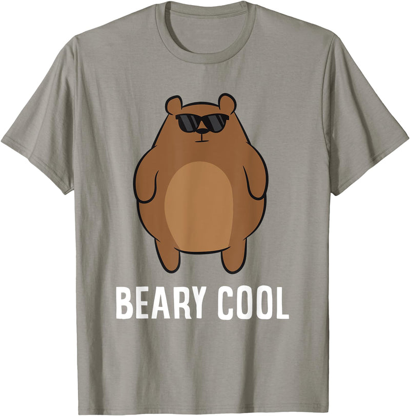 Funny Bear Animal Tees Beary Cool Animal Cute Bear T-Shirt - Slate Grey