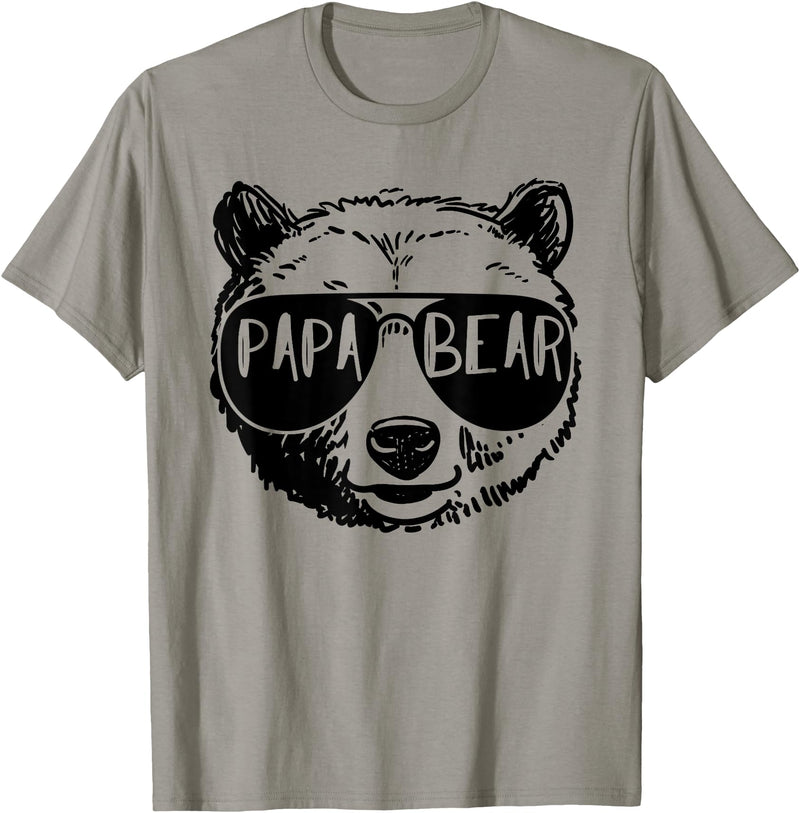 Funny Bear Face Shirt Family Matching Gifts Mens Papa Bear Face Sunglasses Grandpa Granddad Father's Day T-Shirt - Slate Grey