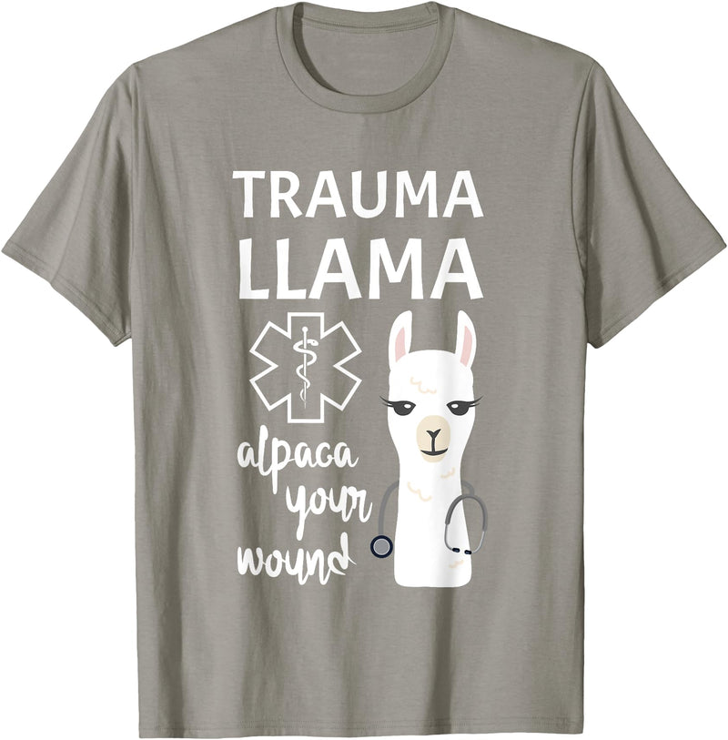 Funny Ministry Of Trauma Llama Alpaca Your Wound Llama Lover T-Shirt - Slate Grey
