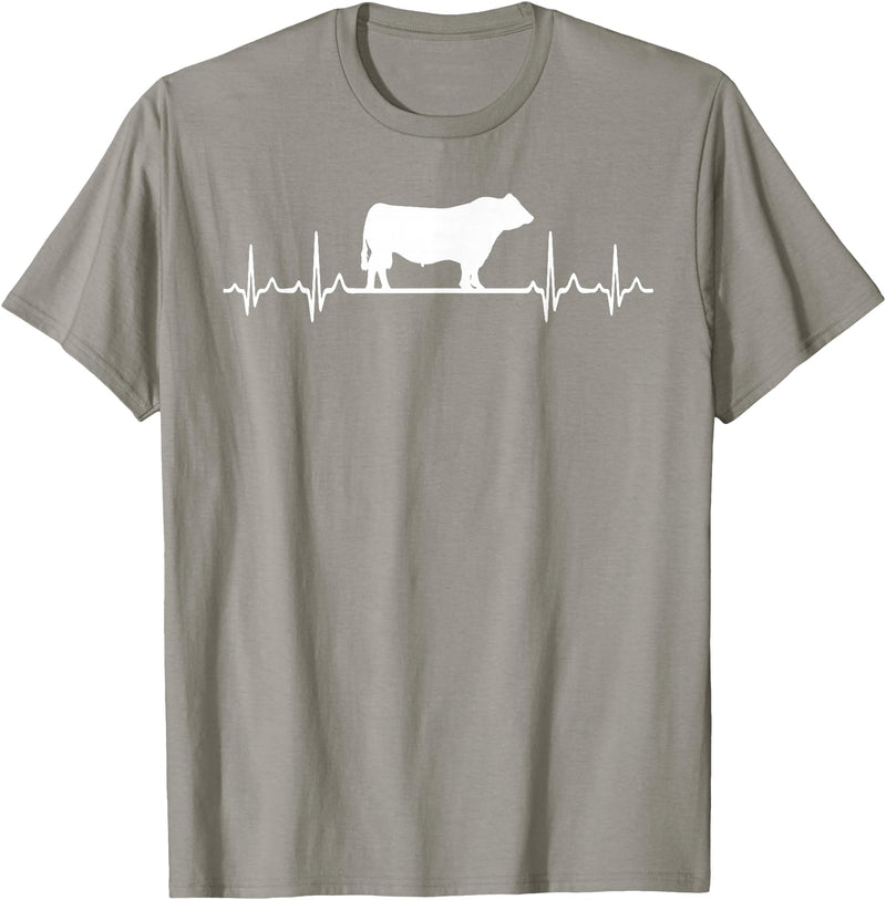 Black Angus Rancher Geschenk Für Bauern Heartbeat ECG Pulse Cow Black Angus Rancher T-Shirt - Slate Grey